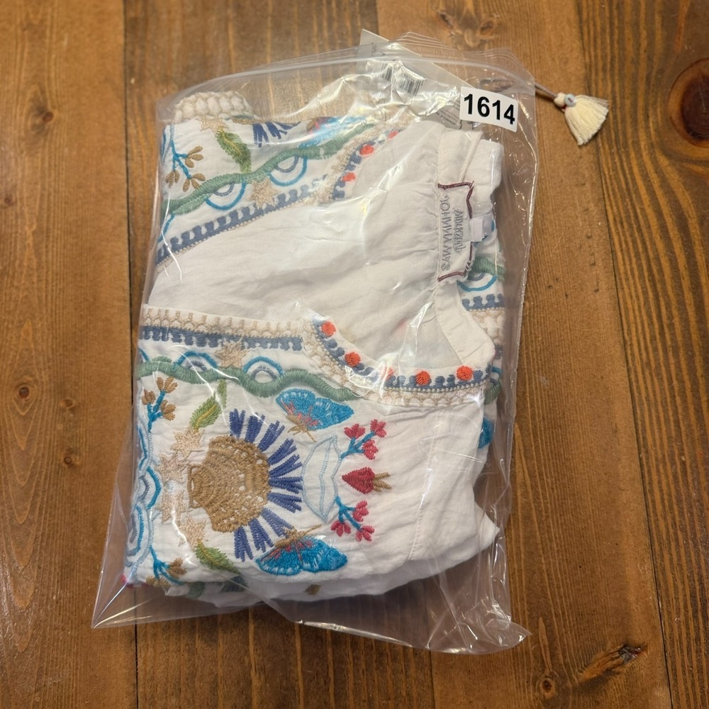 Johnny Was Arzella Easy V Neck Tunic Medium Floral Embroidery Boho Ramie NWT - Picture 10 of 11